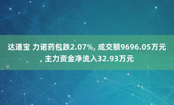 达道宝 力诺药包跌2.07%, 成交额9696.05万元, 主力资金净流入32.93万元